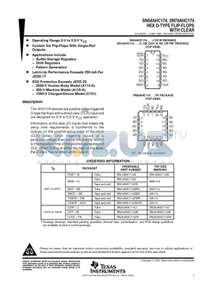 SN74AHC174DR datasheet - HEX D-TYPE FLIP-FLOPS WITH CLEAR