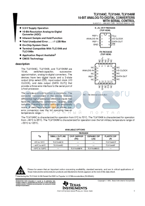 TLV1549CP datasheet - 10-BIT ANALOG-TO-DIGITAL CONVERTERS WITH SERIAL CONTROL