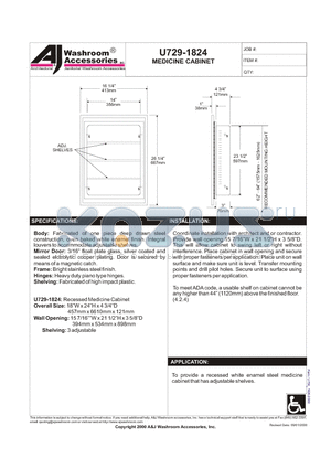 U729-1824 datasheet - MEDICINE CABINET