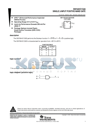 SN74AHC1G00DCK datasheet - SINGLE 2-INPUT POSITIVE-NAND GATE