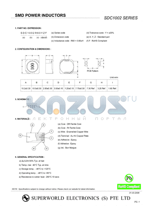 SDC10024R7YZF datasheet - SMD POWER INDUCTORS