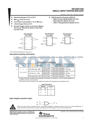 SN74AHC1G02DBVT datasheet - SINGLE 2-INPUT POSITIVE-NOR GATE