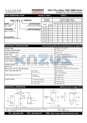 TA62315A datasheet - HCMOS/TTL (VC) TCXO Oscillator