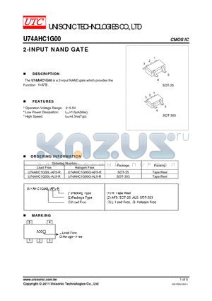 U74AHC1G00_11 datasheet - 2-INPUT NAND GATE