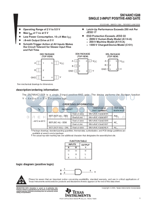 SN74AHC1G08DCKR datasheet - SINGLE 2-INPUT POSITIVE-AND GATE