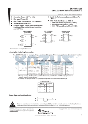 SN74AHC1G08DCKTE4 datasheet - SINGLE 2-INPUT POSITIVE-AND GATE