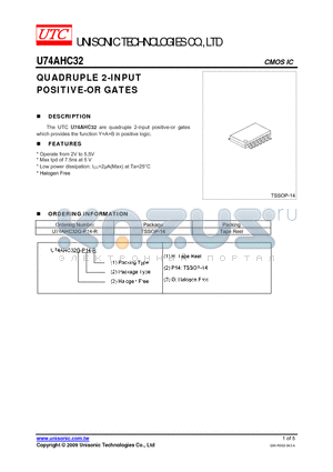 U74AHC32 datasheet - QUADRUPLE 2-INPUT POSITIVE-OR GATES