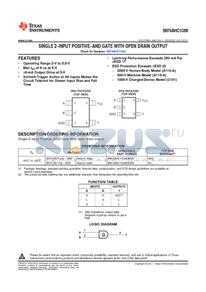 SN74AHC1G09DBVR datasheet - SINGLE 2INPUT POSITIVEAND GATE WITH OPEN DRAIN OUTPUT