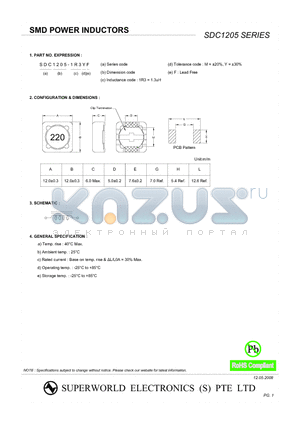 SDC1205-120MF datasheet - SMD POWER INDUCTORS