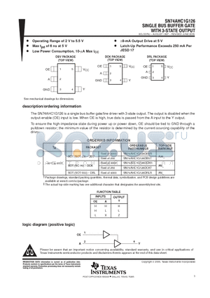 SN74AHC1G126DBVR datasheet - SINGLE BUS BUFFER GATE WITH 3-STATE OUTPUT