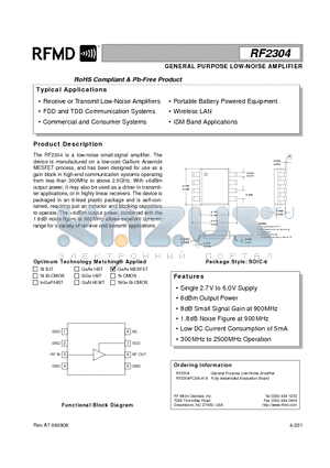 RF2304_06 datasheet - GENERAL PURPOSE LOW-NOISE AMPLIFIER