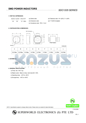 SDC1205-680MF datasheet - SMD POWER INDUCTORS