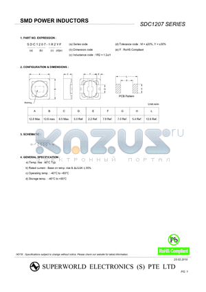 SDC1207-150MF datasheet - SMD POWER INDUCTORS