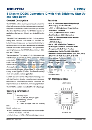 RT9907_11 datasheet - 3 Channel DC/DC Converters IC with High-Efficiency Step-Up and Step-Down
