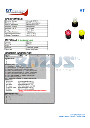 RTA0 datasheet - CIT SWITCH