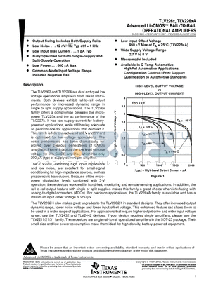 TLV2262AIDR datasheet - ADVANCED LINCOMS RAIL-TO-RAIL OPERATIONAL AMPLIFIERS