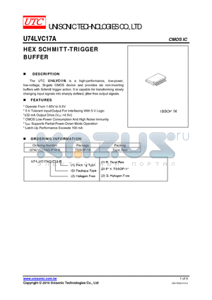 U74LVC17A datasheet - HEX SCHMITT-TRIGGER BUFFER