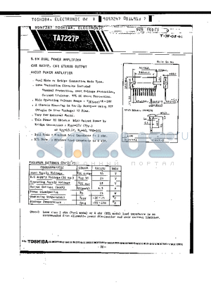 TA7227P datasheet - 5.5W DUAL POWER AMPLIFIER