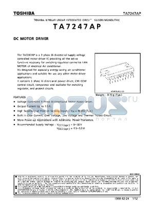 TA7247AP datasheet - DC MOTOR DRIVER