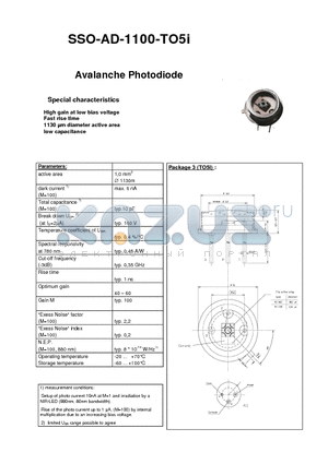 SSO-AD-1100-TO5I datasheet - Avalanche Photodiode