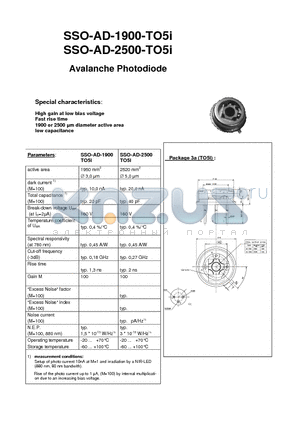 SSO-AD-1900-TO5I datasheet - Avalanche Photodiode