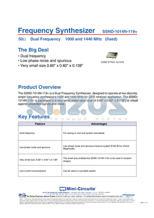 SSND-1014N-119+ datasheet - Frequency Synthesizer