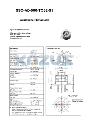 SSO-AD-500-TO52-S1 datasheet - Avalanche Photodiode