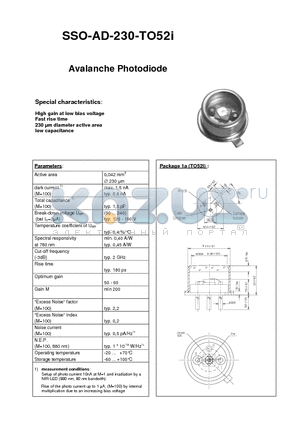 SSO-AD-230-TO52I datasheet - Avalanche Photodiode