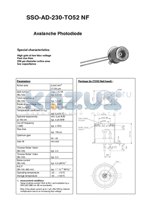 SSO-AD-230-TO52NF datasheet - Avalanche Photodiode