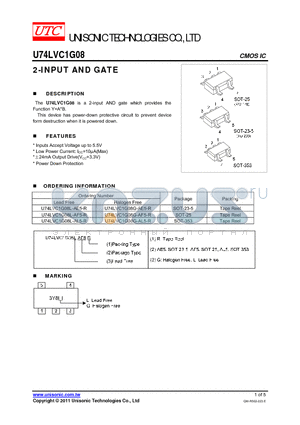 U74LVC1G08L-AL5-R datasheet - 2-INPUT AND GATE