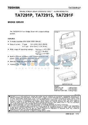 TA7291F datasheet - BRIDGE DRIVER