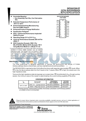 SN74AHC244-EP datasheet - OCTAL BUFFER/DRIVER WITH 3-STATE OUTPUTS