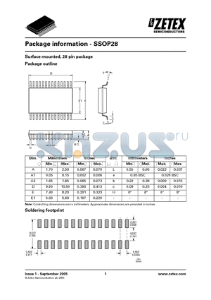 SSOP28 datasheet - Surface mounted, 28 pin package