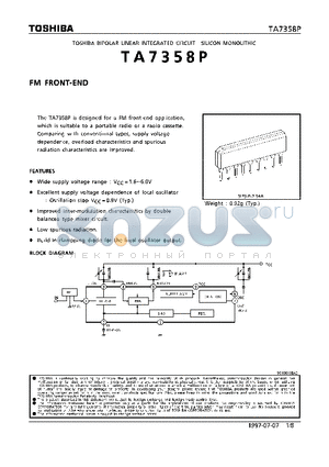 TA7358 datasheet - FM FRONT-END