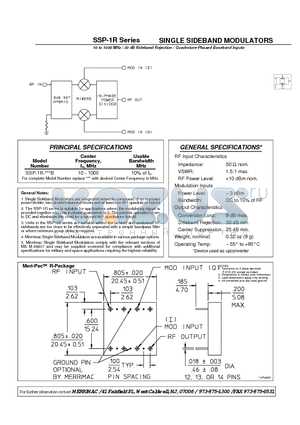 SSP-1R-1000B datasheet - SINGLE SIDEBAND MODULATORS