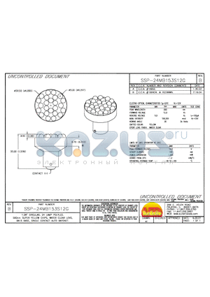 SSP-24MB153S12G datasheet - 1.28 CIRCULAR, 24 LAMP POLYLED, 590mm SUPER YELLOW CHIPS,WATER CLEAR LENS