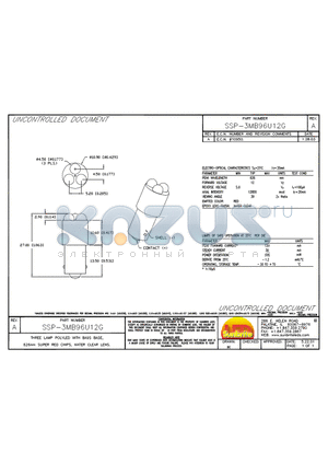 SSP-3MB96U12G datasheet - THREE LAMP POLYLED WITH BA9S BASE, 625mm SUPER RED CHIPS