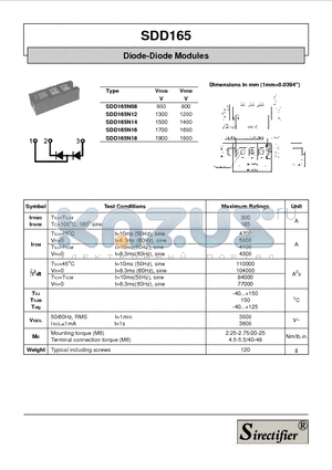 SDD165N12 datasheet - Diode-Diode Modules