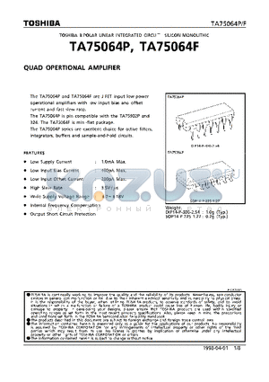 TA75064P datasheet - QUAD OPERTIONAL AMPLIFIER