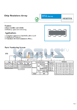 RTA02-2C101FH4 datasheet - Chip Resistors Array