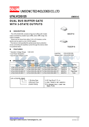 U74LVC2G125 datasheet - DUAL BUS BUFFER GATE WITH 3-STATE OUTPUTS