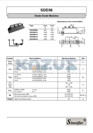 SDD36N14 datasheet - Diode-Diode Modules