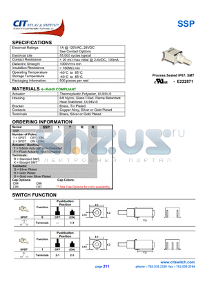 SSP1TKG datasheet - CIT SWITCH