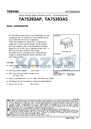 TA75393AP datasheet - DUAL COMPARATOR