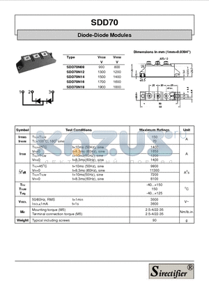 SDD70N16 datasheet - Diode-Diode Modules