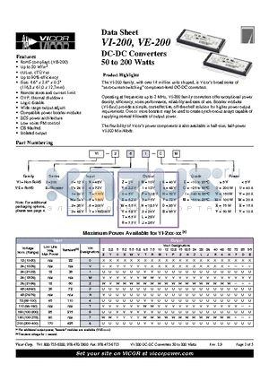 VE-20X-IX datasheet - DC-DC Converters 50 to 200 Watts