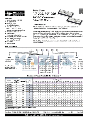 VE-20Y-CX datasheet - DC-DC Converters 50 to 200 Watts