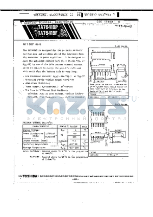 TA7641BP datasheet - AM 1 CHIP RADIO