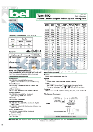 SSQ2 datasheet - SQUARE CERAMIC SURFACE MONUT QUICK ACTING FUSE