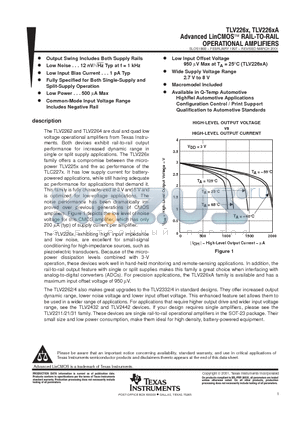 TLV2264IPWR datasheet - Advanced LinCMOS RAIL-TO-RAIL OPERATIONAL AMPLIFIERS